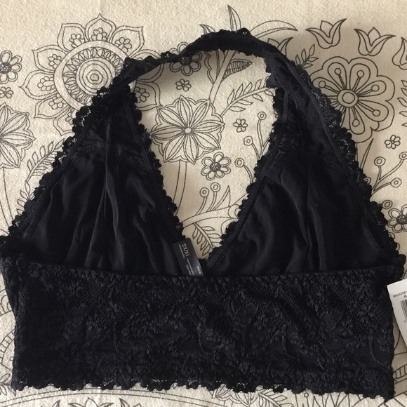 Rene Rofe 1X Black Lace Halter Bralette - Picture 4 of 5